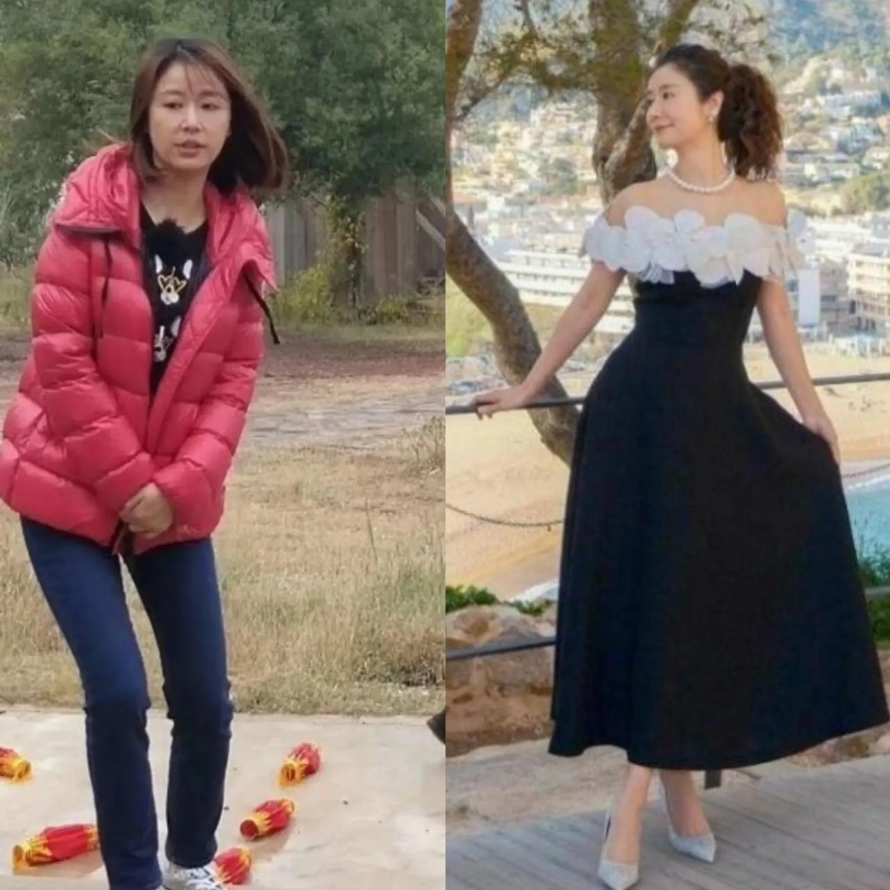 看图一的对比照，确实都是台湾著名女星林心如，不得不说，人要上镜好看，是离不开妆容