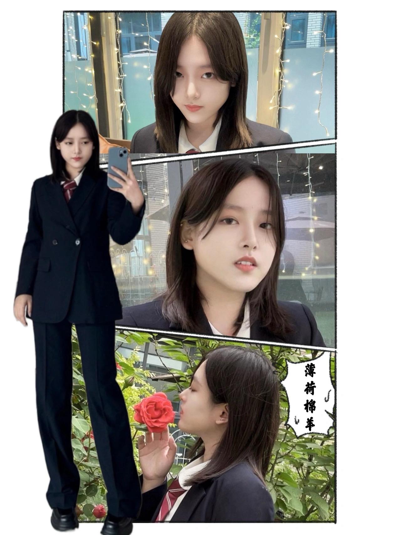 学生时代的西装学姐。发一些之前拍的照片՞˶･֊･˶՞ 这套版型太好看啦...