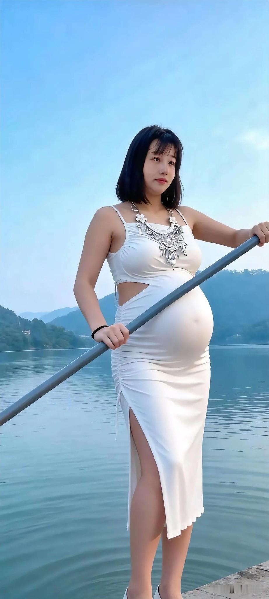 湖畔轻舞轻纱裙，优雅温婉孕美人长裙孕妇照温柔系孕妇裙孕妇半身长裙高级气质