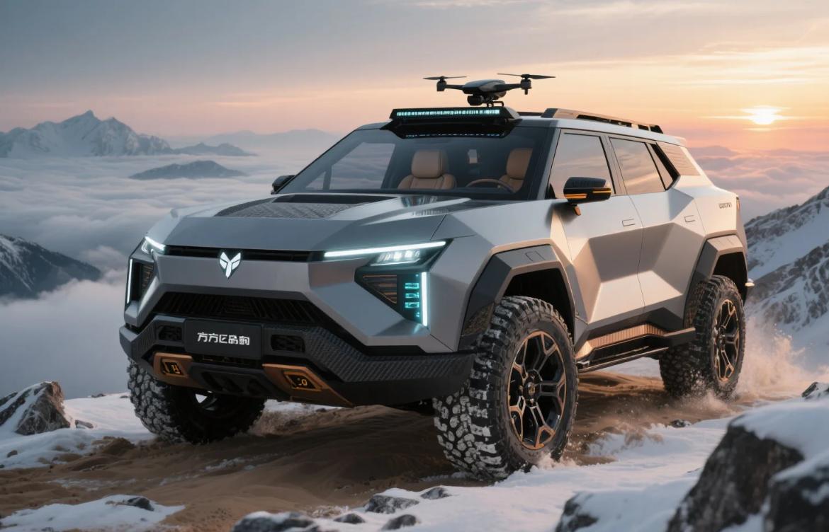 用AI生成生成一款方程豹品牌超级SUV的高清创意效果图，大家看看怎么样？命名