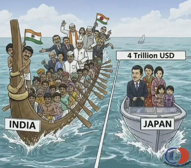 印度超越日本，成为世界第四经济大国！配图就是印度超越日本的画面！但是根据国外
