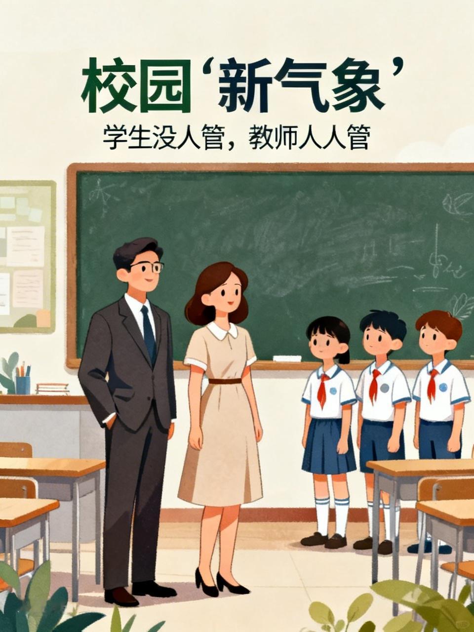 学生没人管，教师人人管，这就是校园“新气象”。学生上课乱走动、乱说话、睡觉打闹