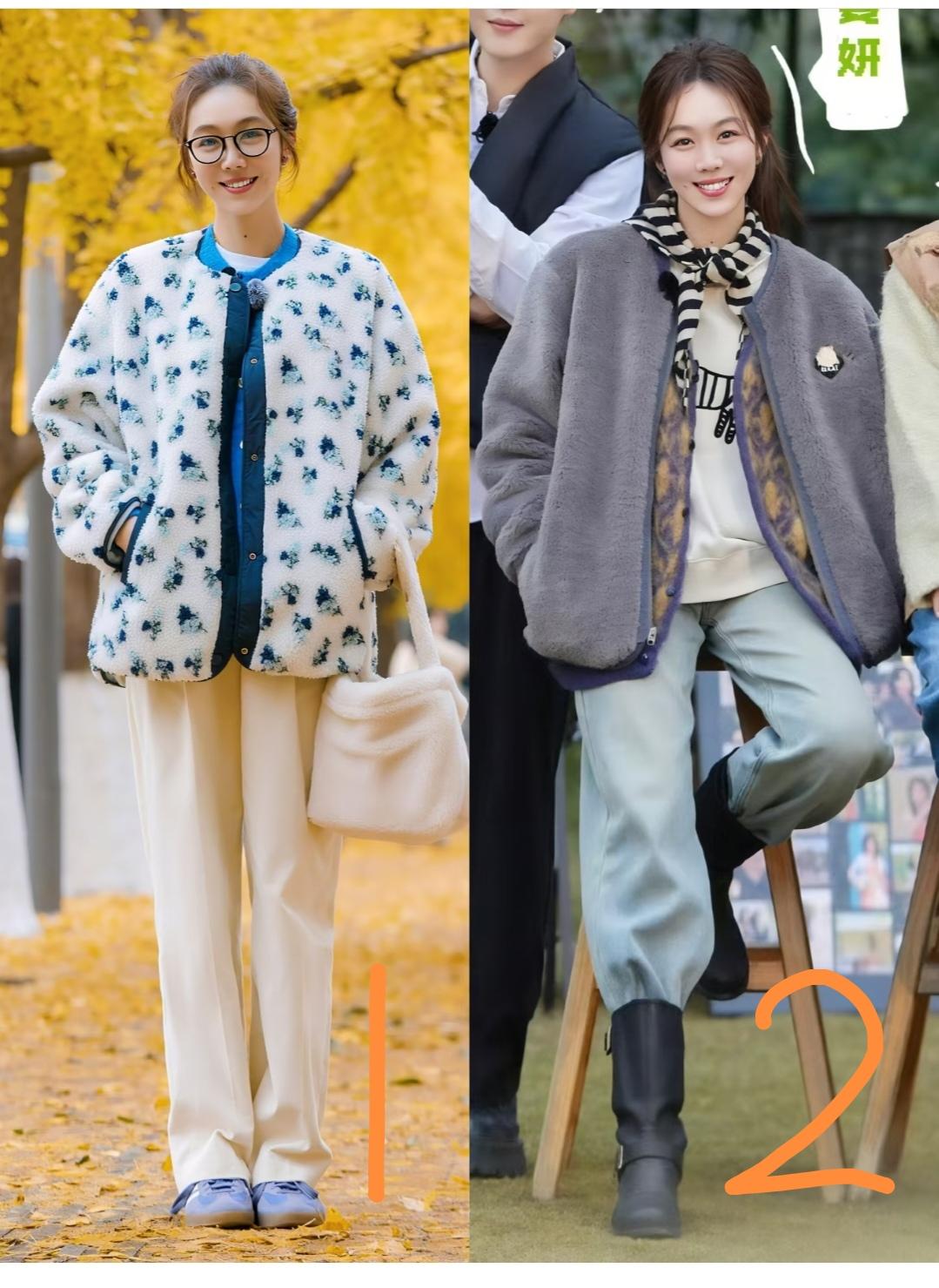 姜妍，这两身衣服都很好看，但是第2个穿搭更适合她。