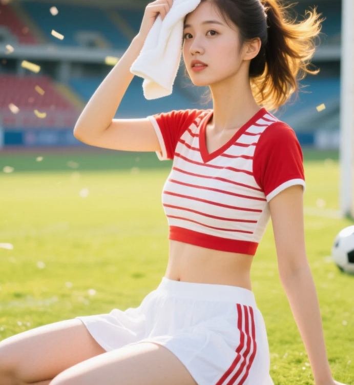 当发丝沾满汗水，足球宝贝的野性美直击人心