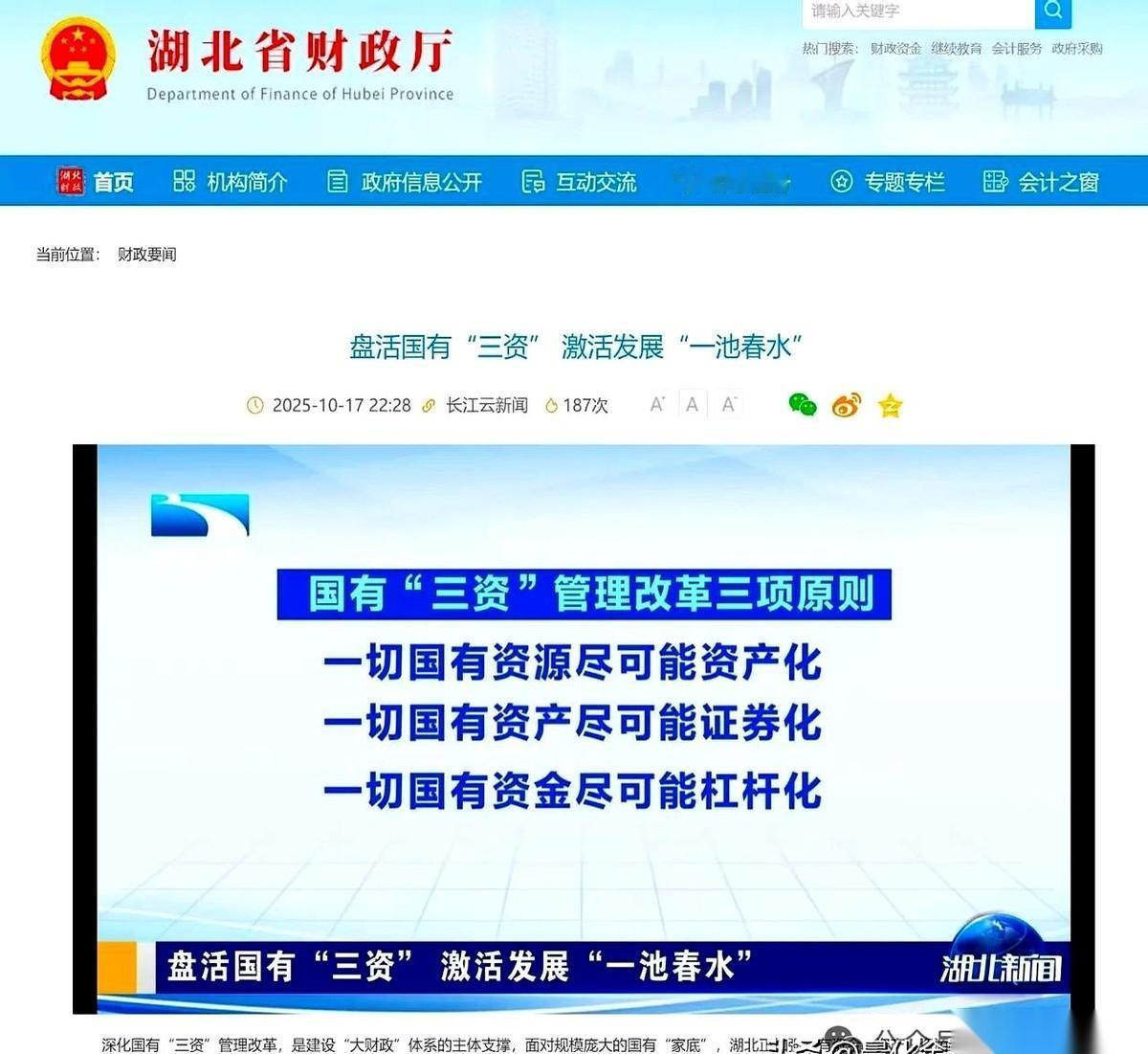 湖北这次，是真要玩把大的了。财政厅，红头文件，白纸黑字直接挑明了三个词：资产
