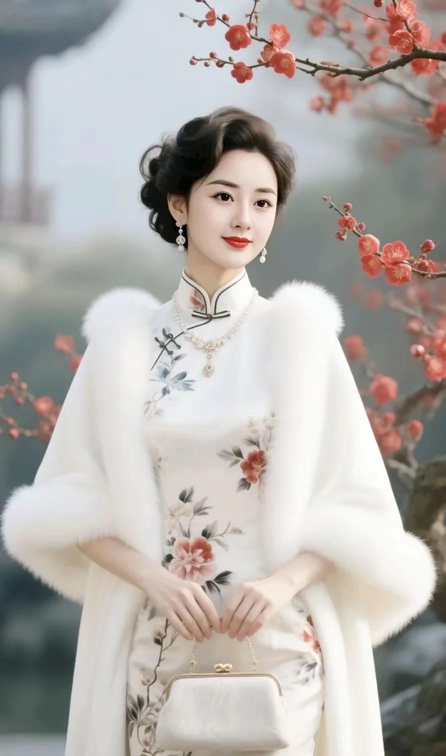 梅花妹子俏模样，雪花小哥来捧场。铺开天地当婚床，相依相守春风漾。