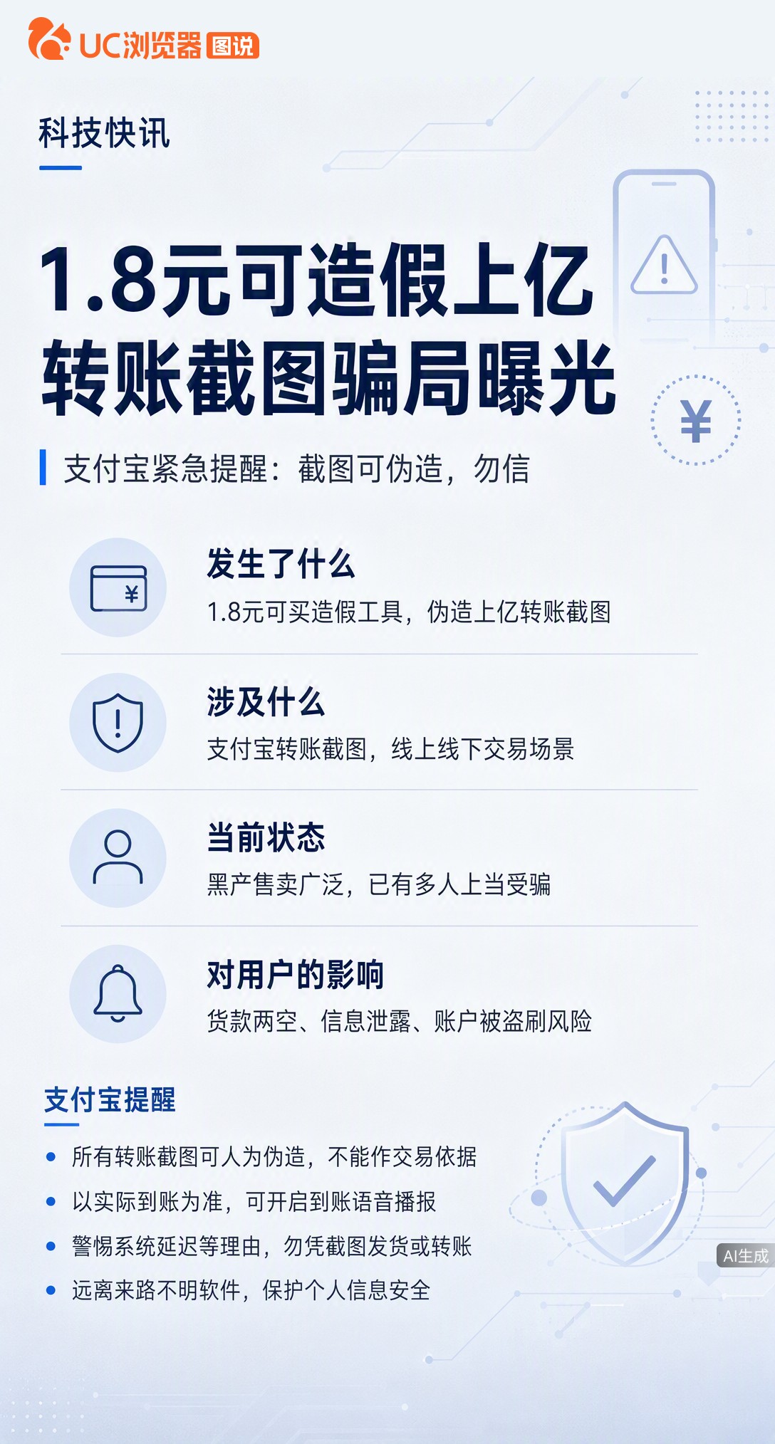 花1.8元就能伪造上亿转账截图？支付宝紧急提醒：截图都能造假，别凭图信人！交易唯一靠谱标准是查自己账