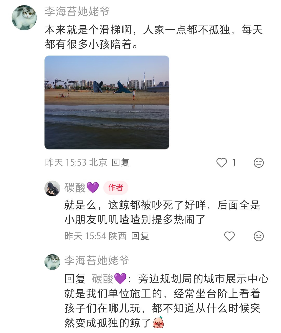 哈哈哈“孤独的鲸”一点都不孤独，背面是个滑滑梯