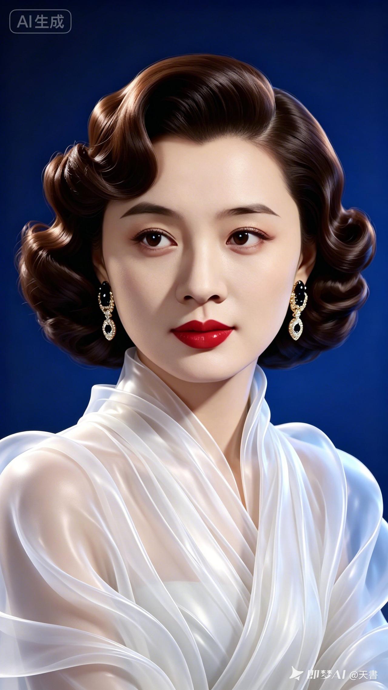 这是一位穿着旗袍的优雅女士。