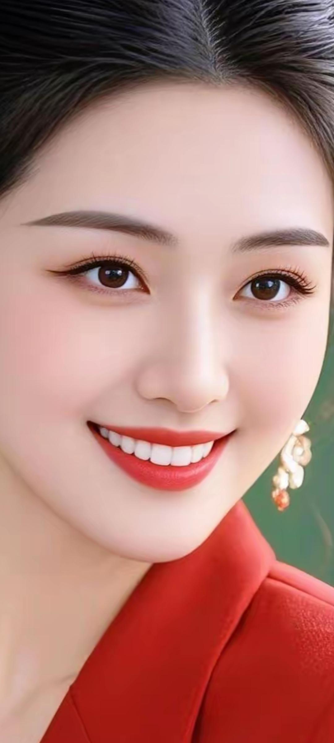 甜美笑容，红衣闪耀，优雅气质，魅力无限！🌹💃👗