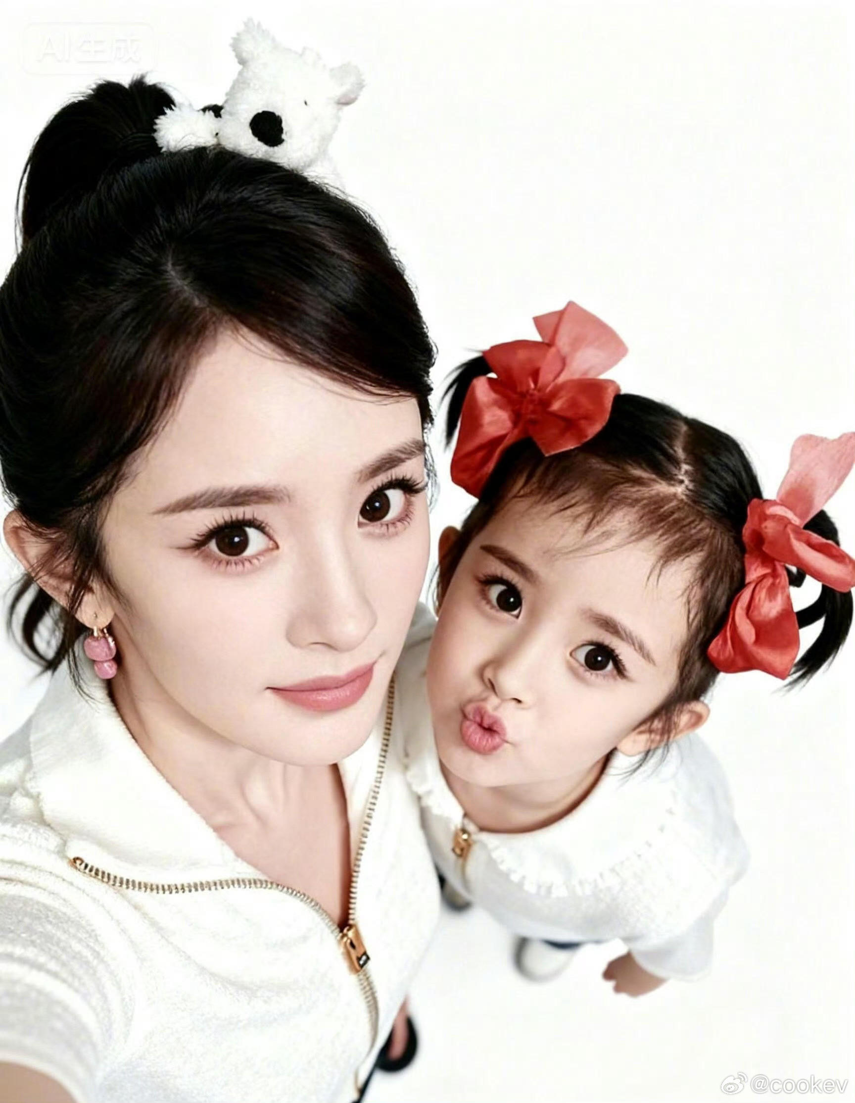 女明星和小时候的自己合照系列，等比例长大好萌