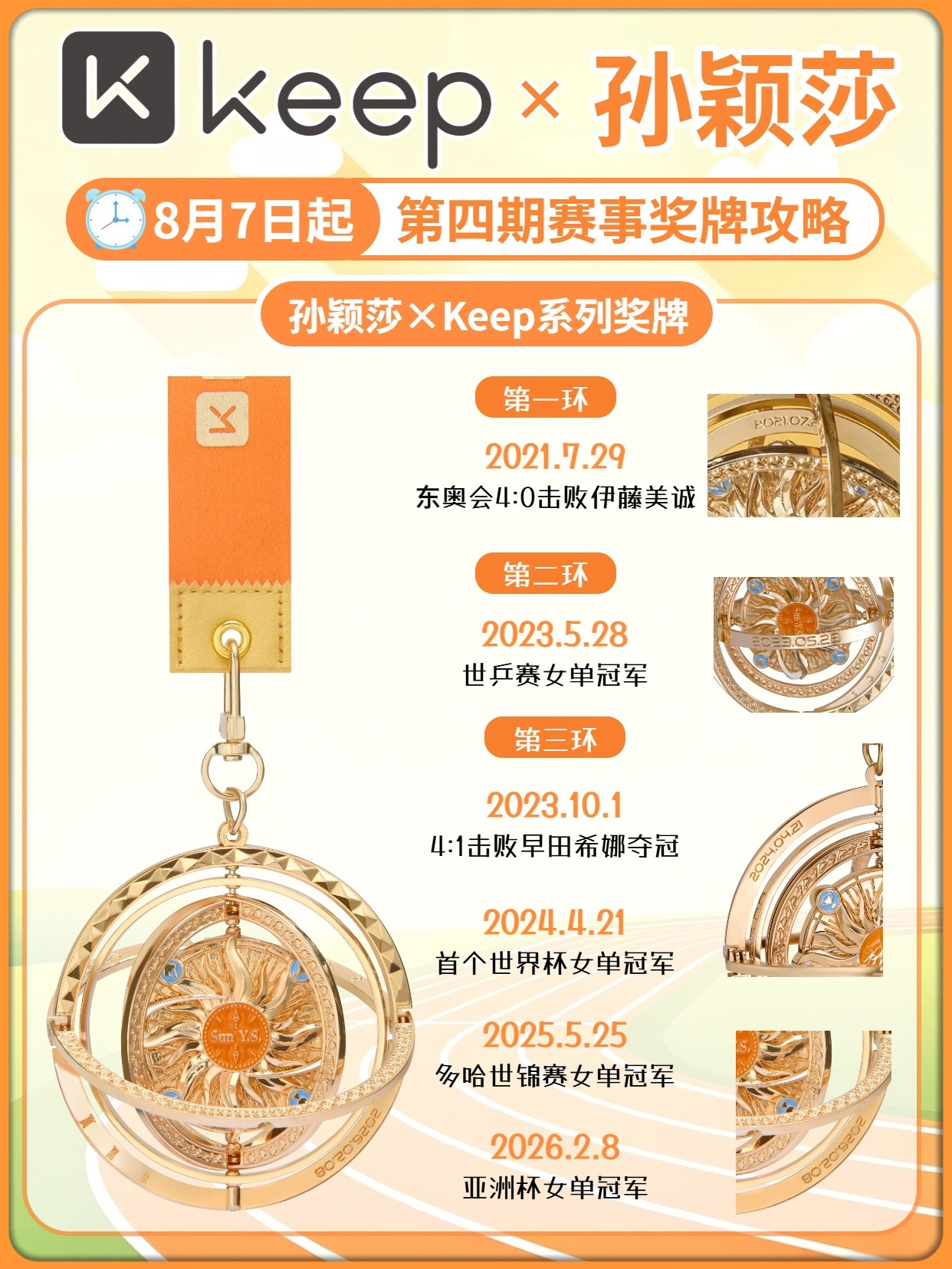 keep&孙颖莎即将上线的赛事奖牌原来暗藏了这么有意义的要素耶✌🏻奖牌里外三