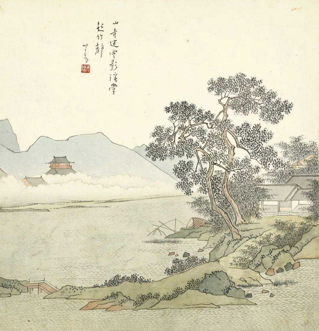 溥儒《寒玉堂山水册》，尺寸：22.3×21cm，设色纸本册页（十二开）。溥心畬（