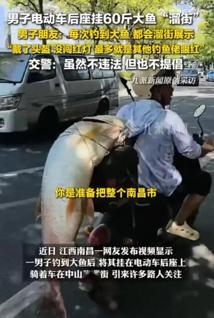 “钓到的最大的鱼！”江西南昌一名男子钓鱼时，居然钓上来一条足足一米五长、60斤左