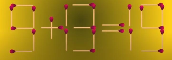 眼前火柴拼的“9+13=19”，显然不成立。现在放出超刺激挑战——