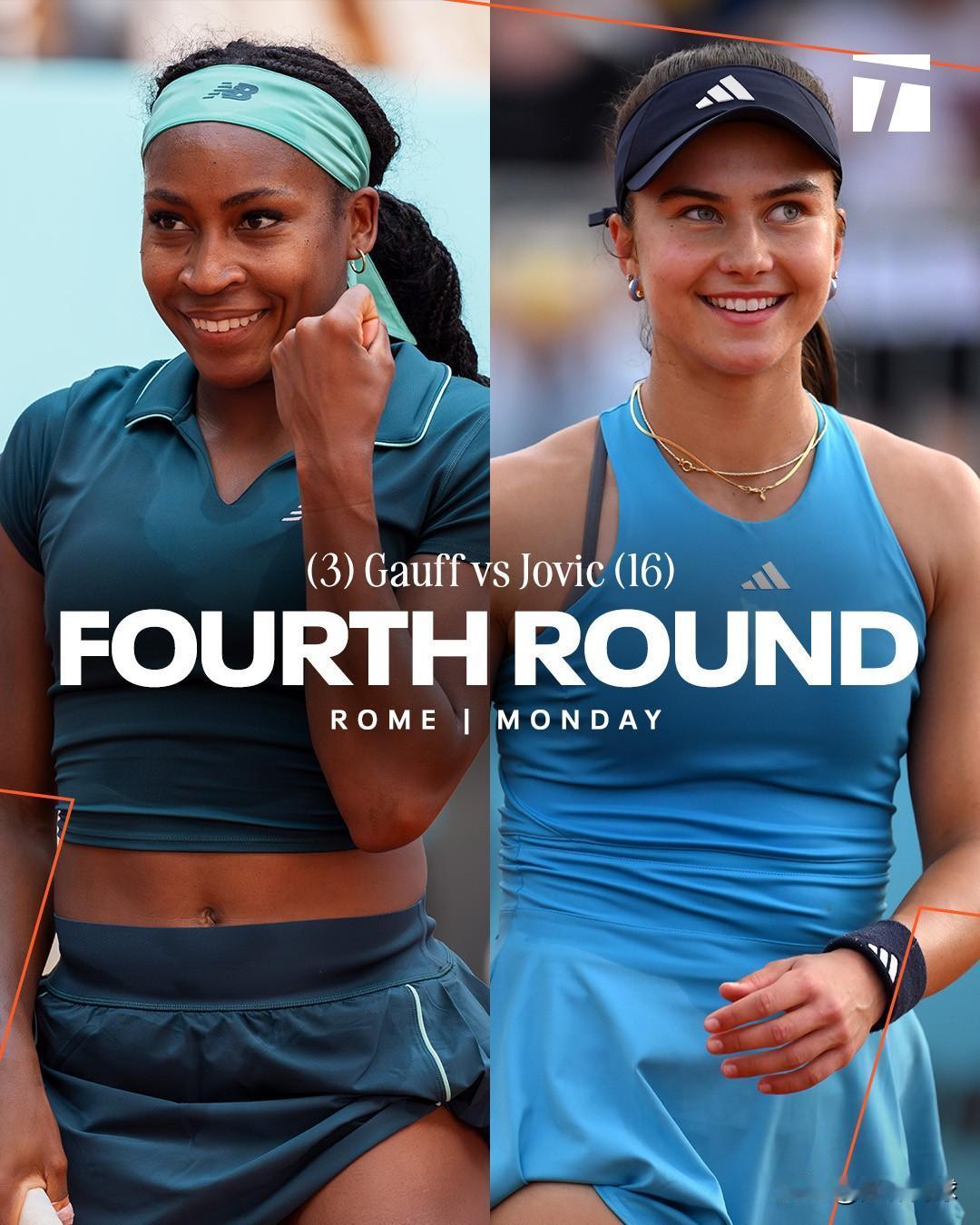 WTA1000罗马产生16强，今晚和明日凌晨开启第四轮。👇焦点战：18：
