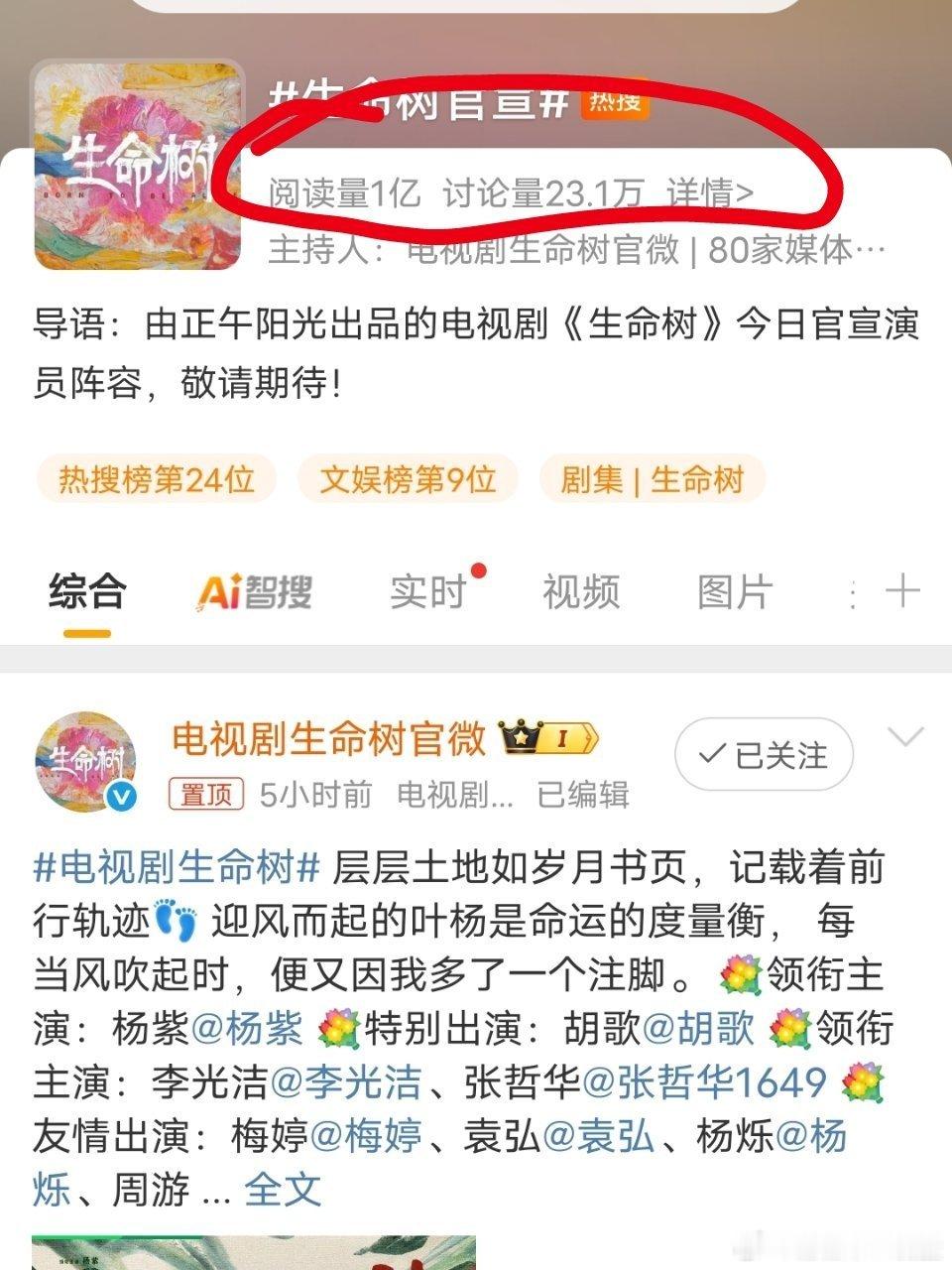 杨紫张哲华新剧演恋人杨紫ip变青海了🤚[大笑]，一个官宣剧阅读量破亿了[春