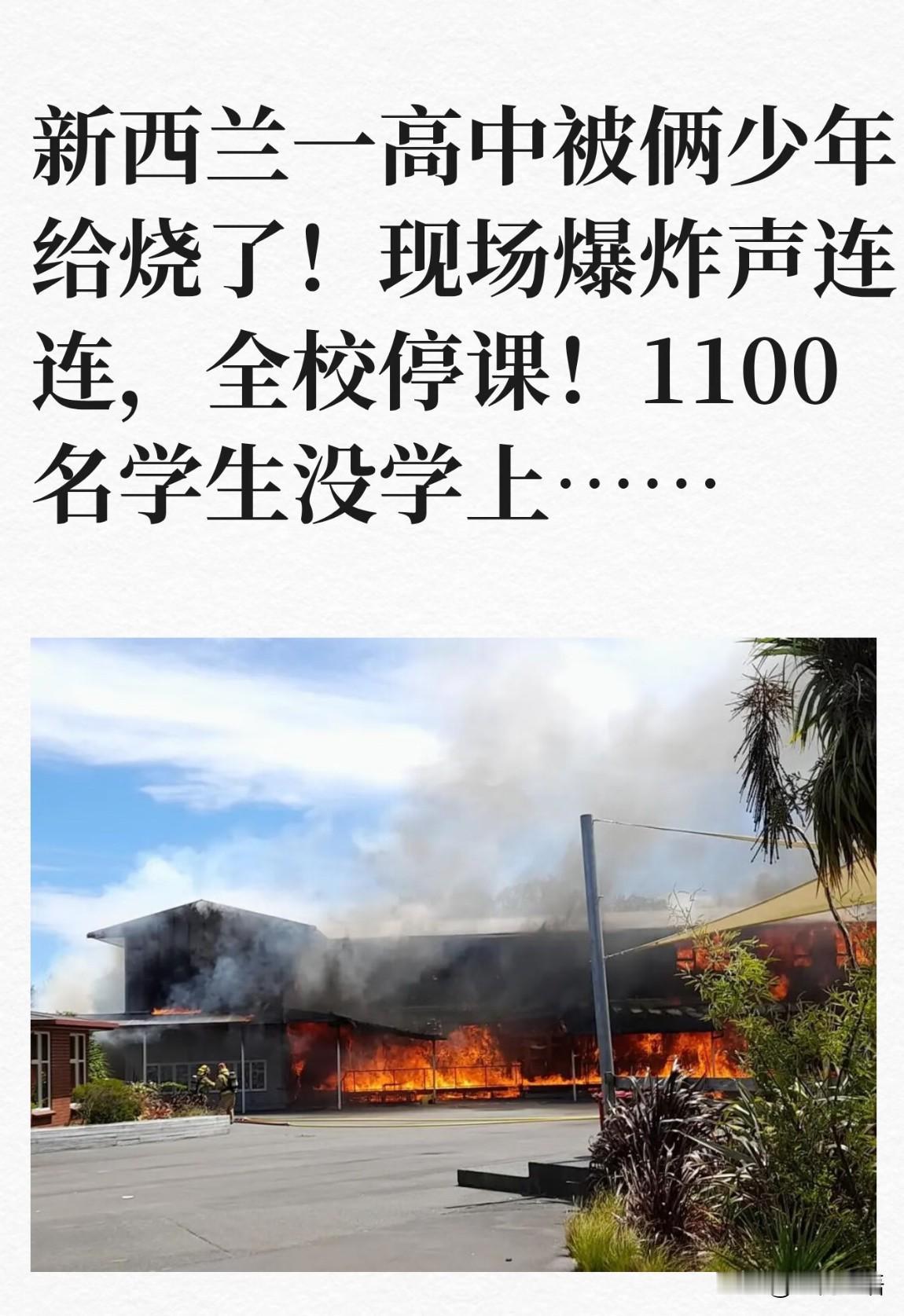 新西兰陶波这所高中也太惨了！俩少年故意纵火，把学校烧得一塌糊涂。中国tee