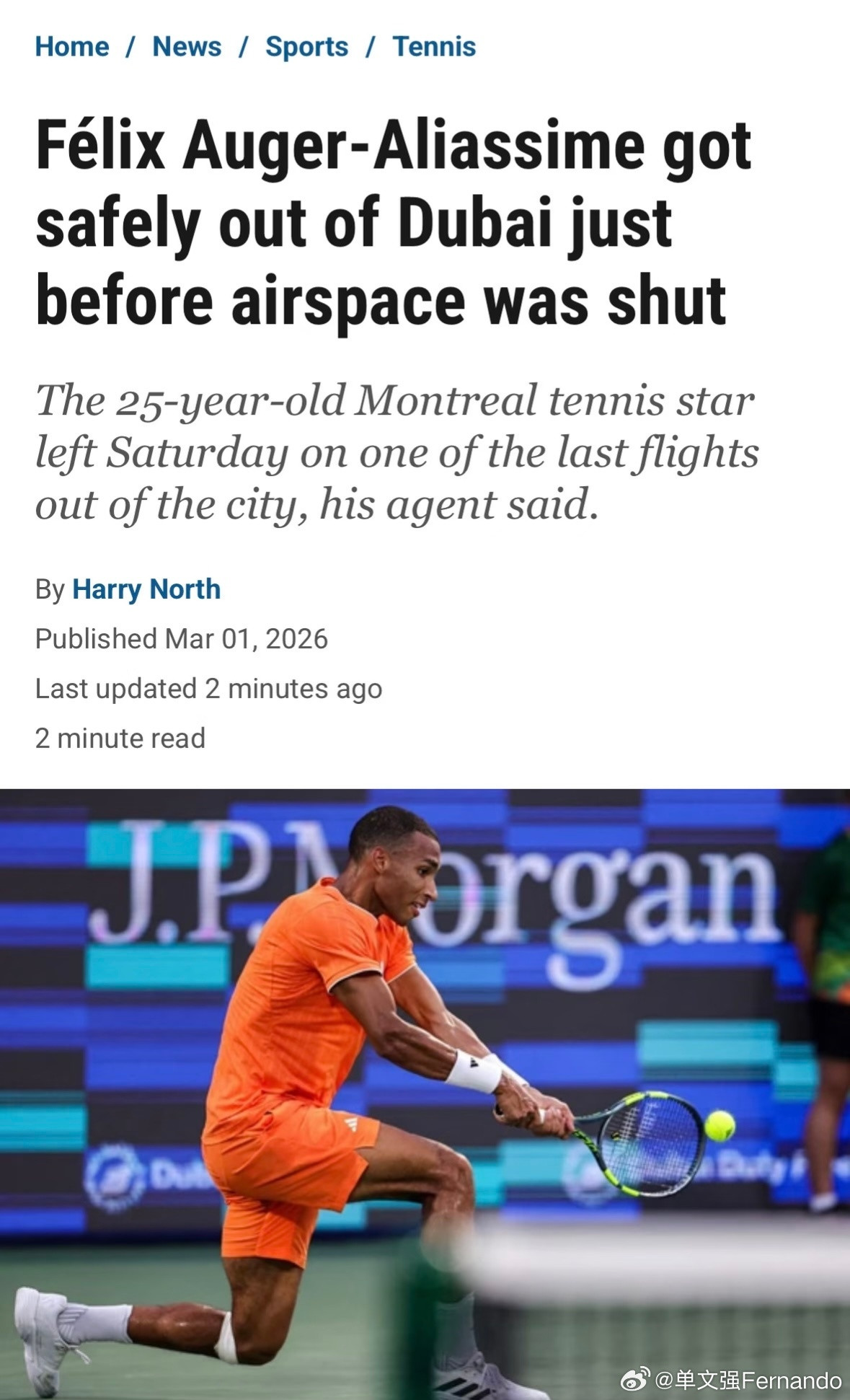 阿利亚西姆！最后一刻飞出迪拜🔥当地时间周五在迪拜500赛半决赛输给梅德韦杰夫之