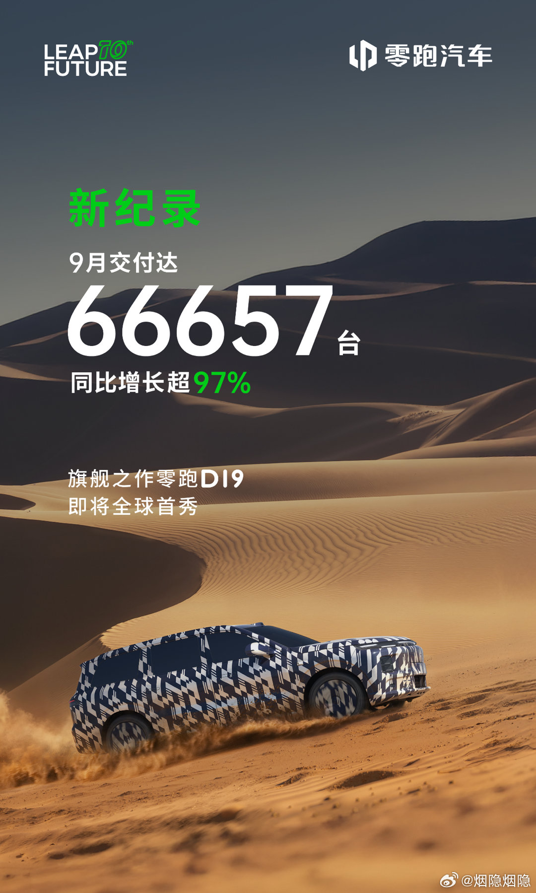 新势力增程双雄战绩也出炉了：👉零跑9月交付66657台，再创新高，同比增长超9
