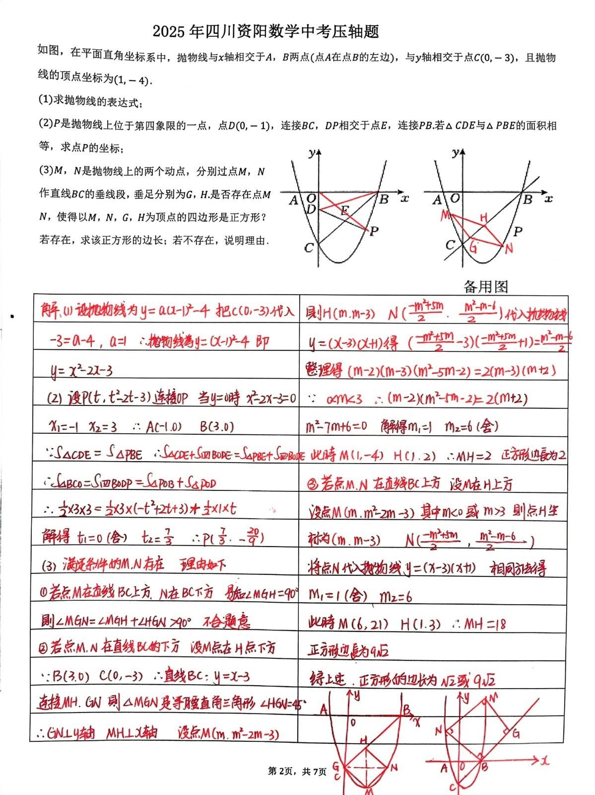 途虫数学纯手写板，2025年，全国各地数学中考精品压轴题推荐。中考压轴题不外乎是