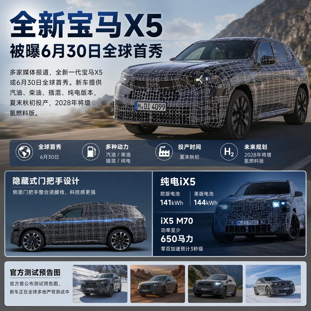 🚙多家海外汽车媒体同步爆料，内部代号G65的全新一代宝马X5预计在