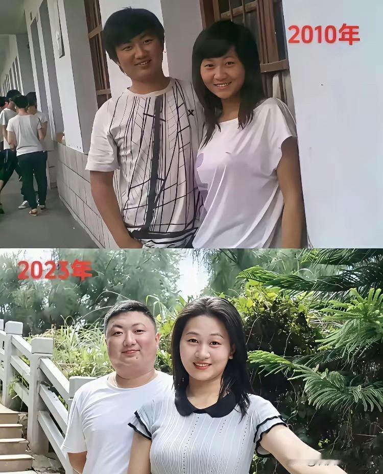 同样两个人，相隔12年。不得不承认，男人就是比女生老得快啊！[捂脸哭][我