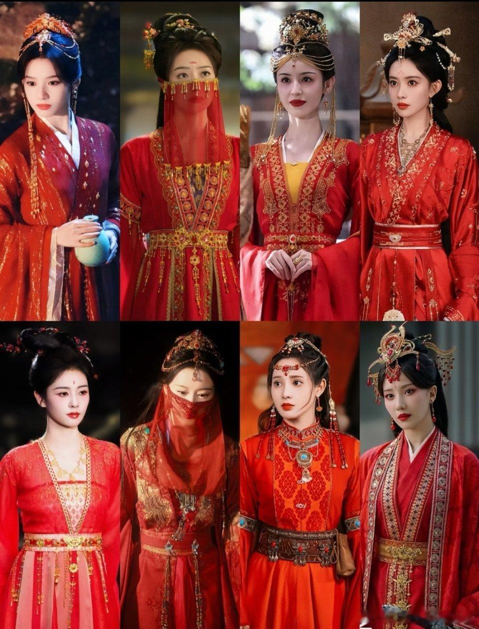 女明星红色造型，哪位异域风十足?哈尼克孜、孟子义、白鹿包上恩还是彭小苒?
