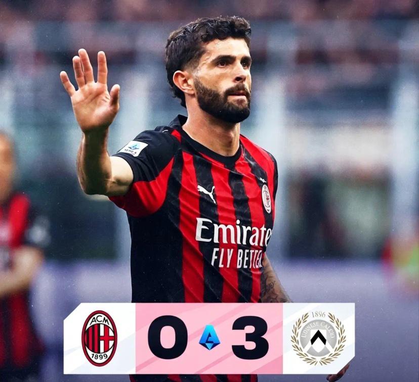 这回终于死心了吧！意甲第32轮AC米兰主场0：3惨败乌迪内斯，遭遇两连败，先赛一