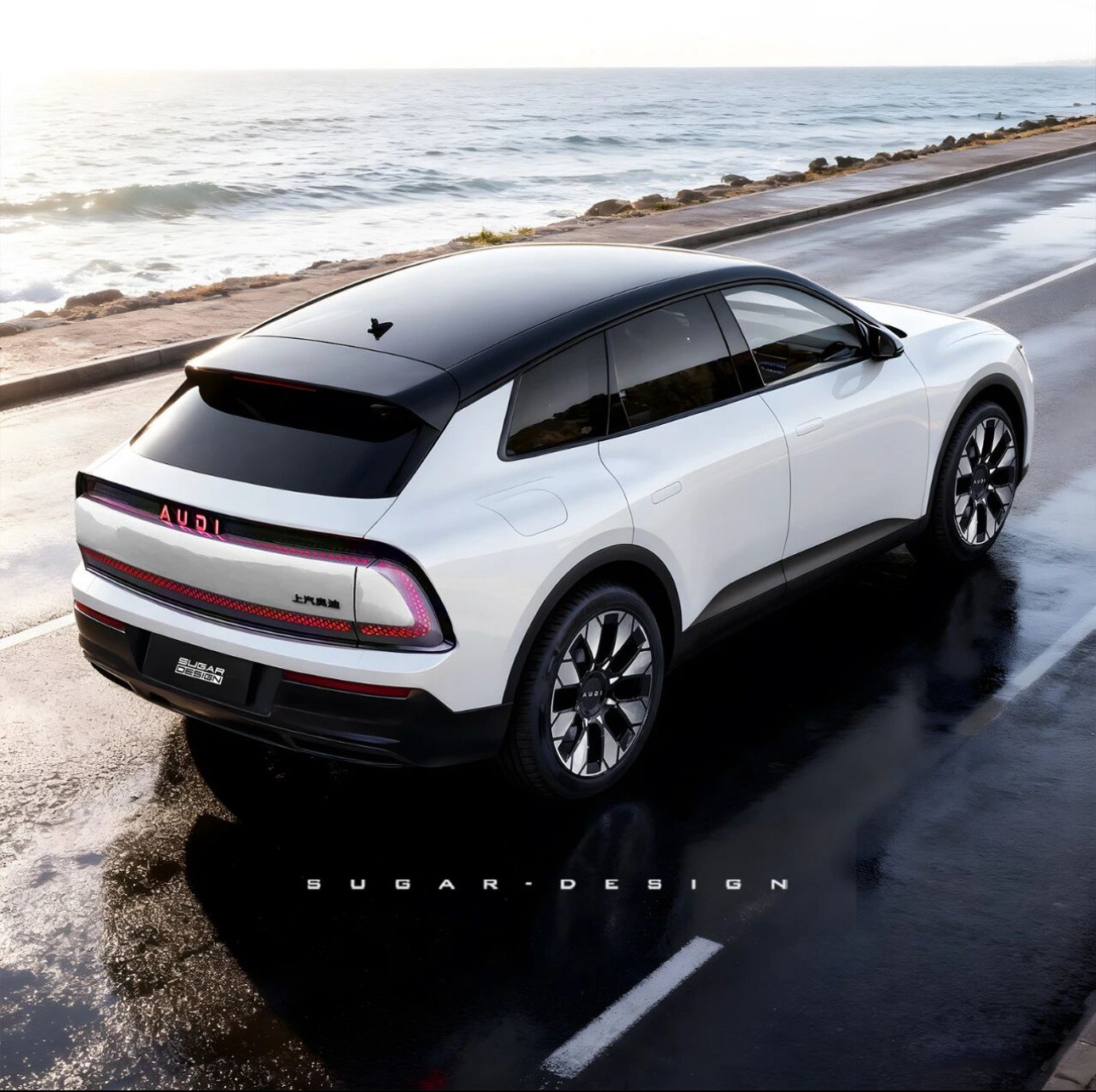 奥迪E8，定位中大型纯电SUV车型，可以看出和目前在售的E5设计元素上还是有很多