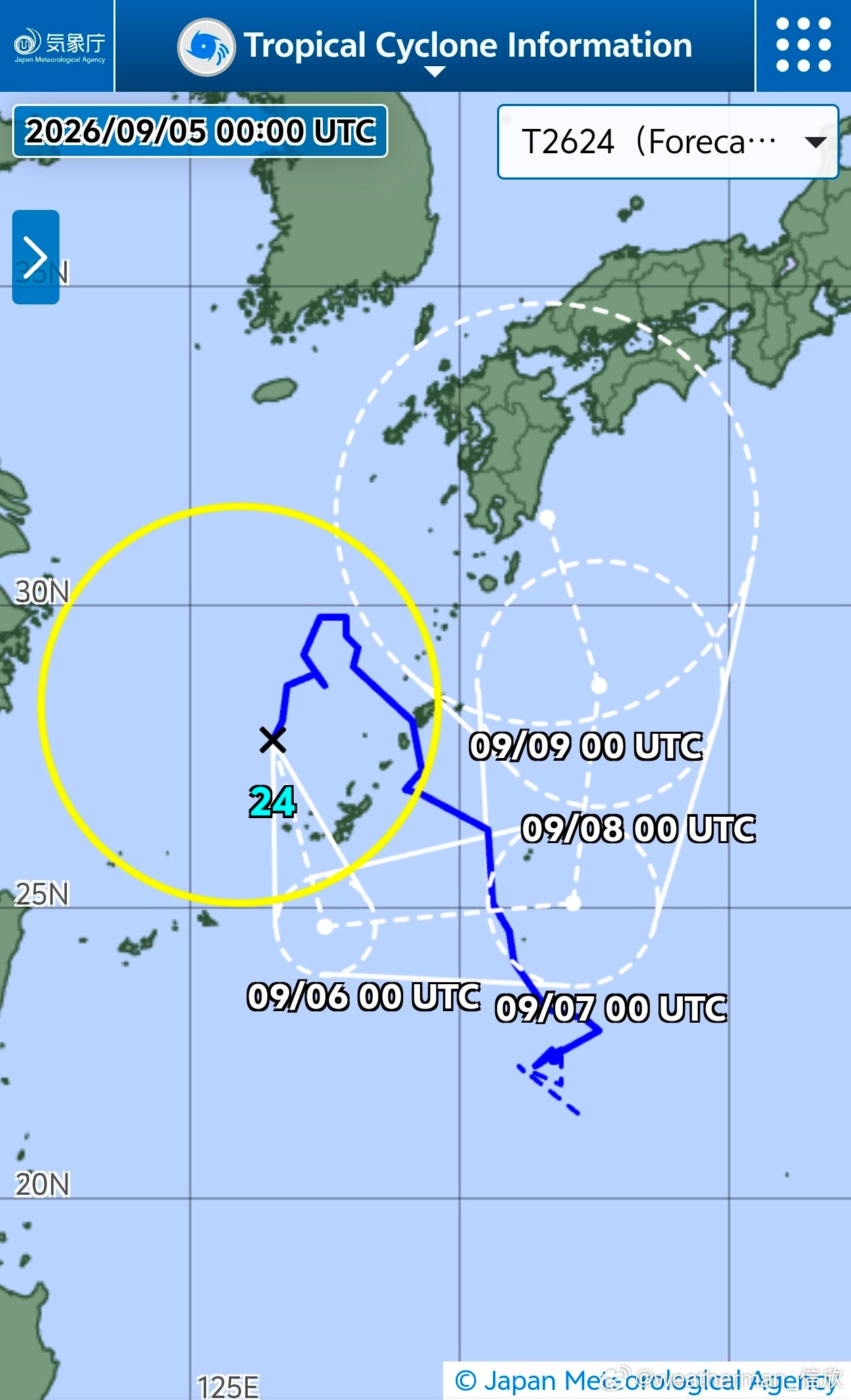 台风台风科罗旺今天继续向南移动，明天转为向东，7日以后转为向北，后期趋向日本。