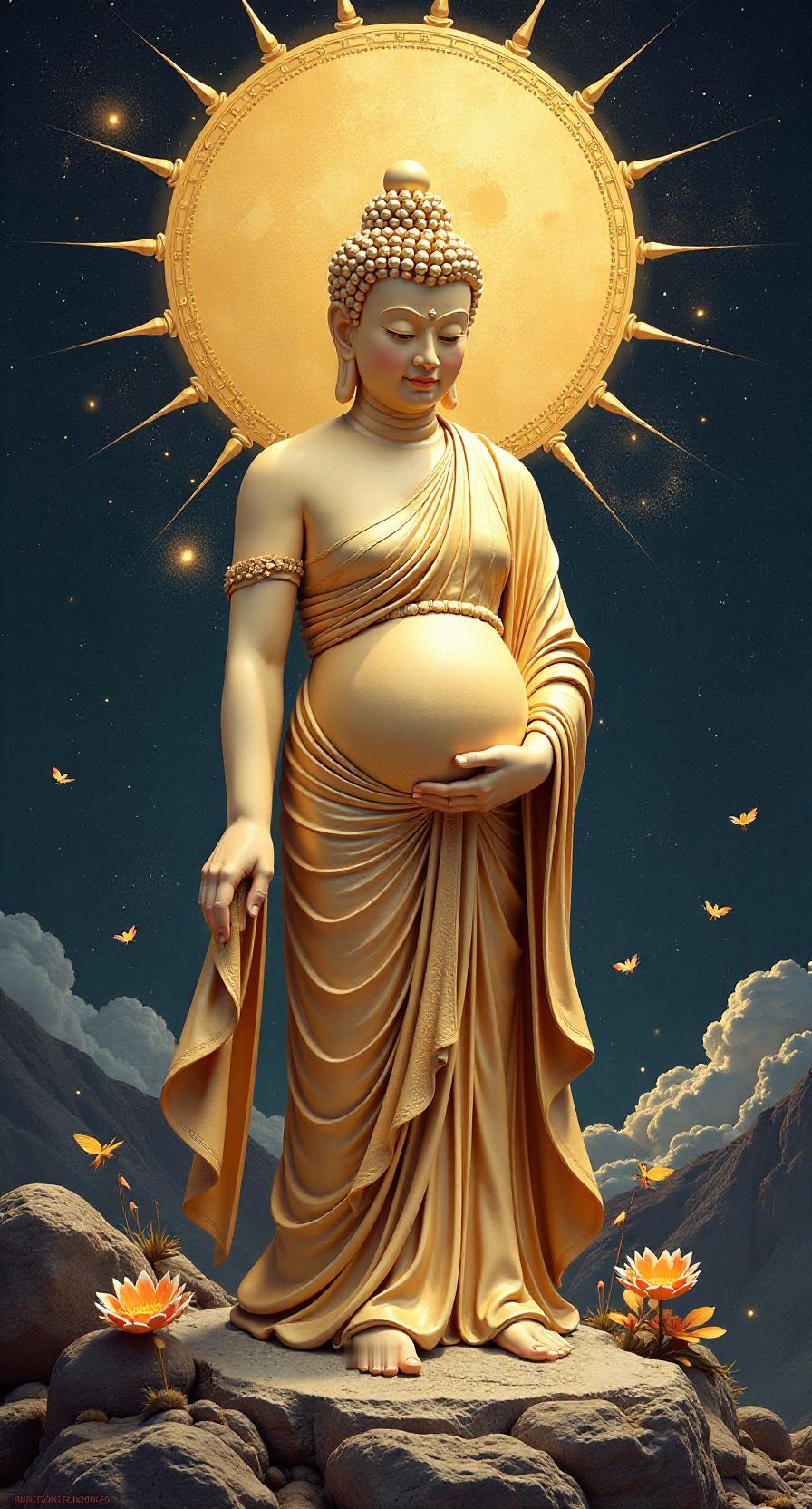《楞严经》卷八(一)23胎藏承佛意，具足无缺陷，容貌如佛像，圣洁圆满现，