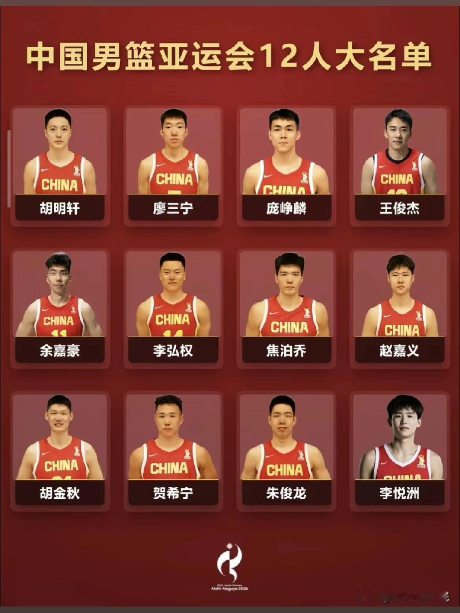 中国男篮亚运会12人大名单出炉，更换了2人！世预赛结束后，中国男篮马不停蹄的