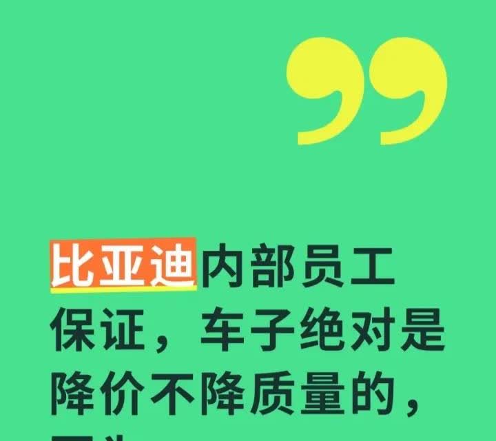 比亚迪员工双手保证，车子降价绝对是不降质量的，用料大可放心，因为……你们以低