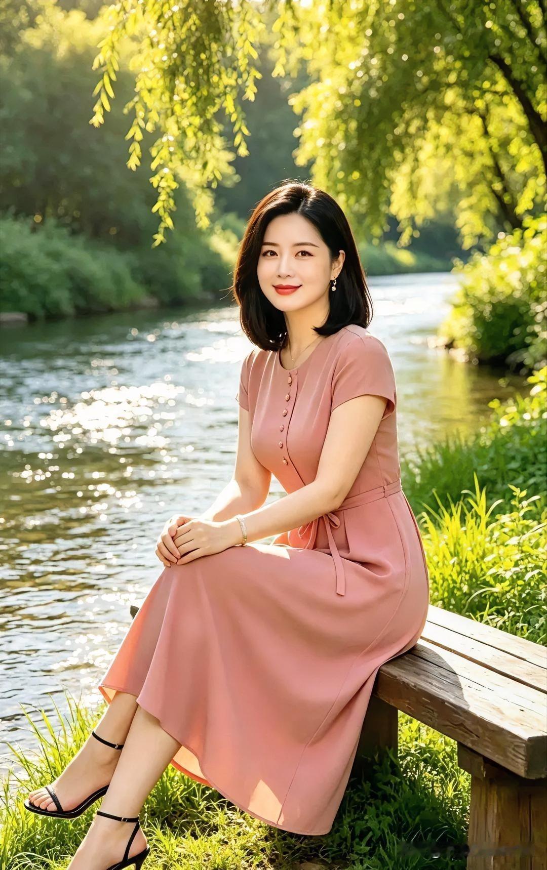 【现代散文诗】柳丝轻拂波光柔，粉裙静倚木桥头。微风不扰眉间笑，一河春水载