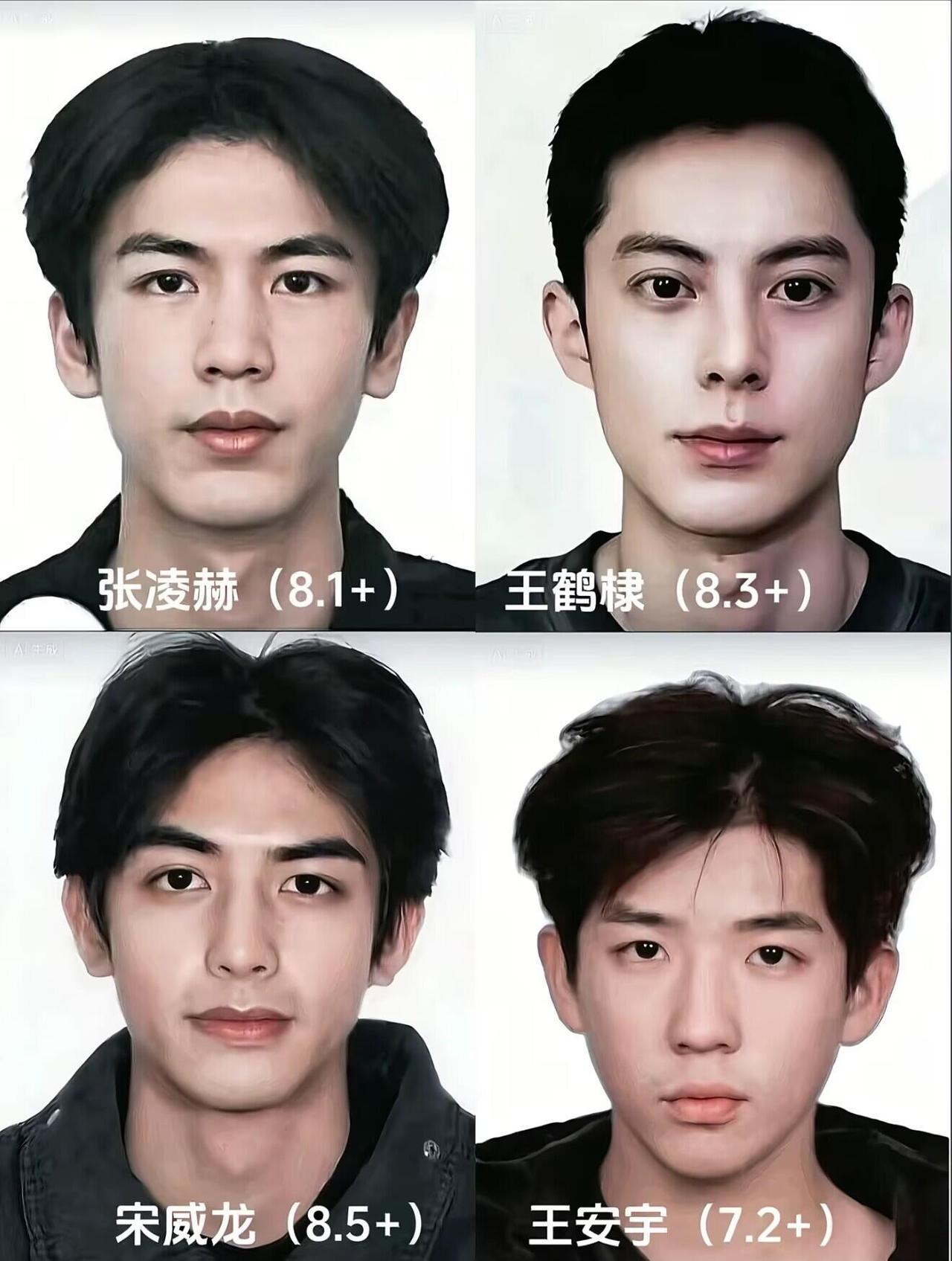 内娱四大男明星素颜！！！张凌赫，王鹤棣，宋威龙，王安宇，谁的颜值最吸引你？