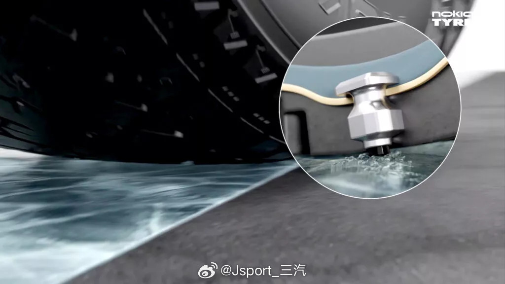 雪地胎芬兰一家轮胎厂商的全新技术雪地胎下半年上市就是可以根据温度自动伸出的轮胎