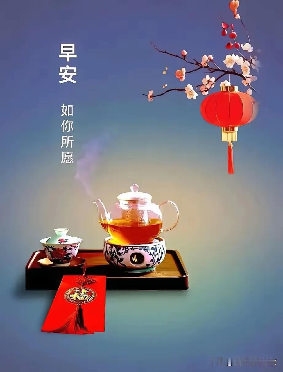 早安，愿你如愿以偿，迎接美好一天！🌸🍵