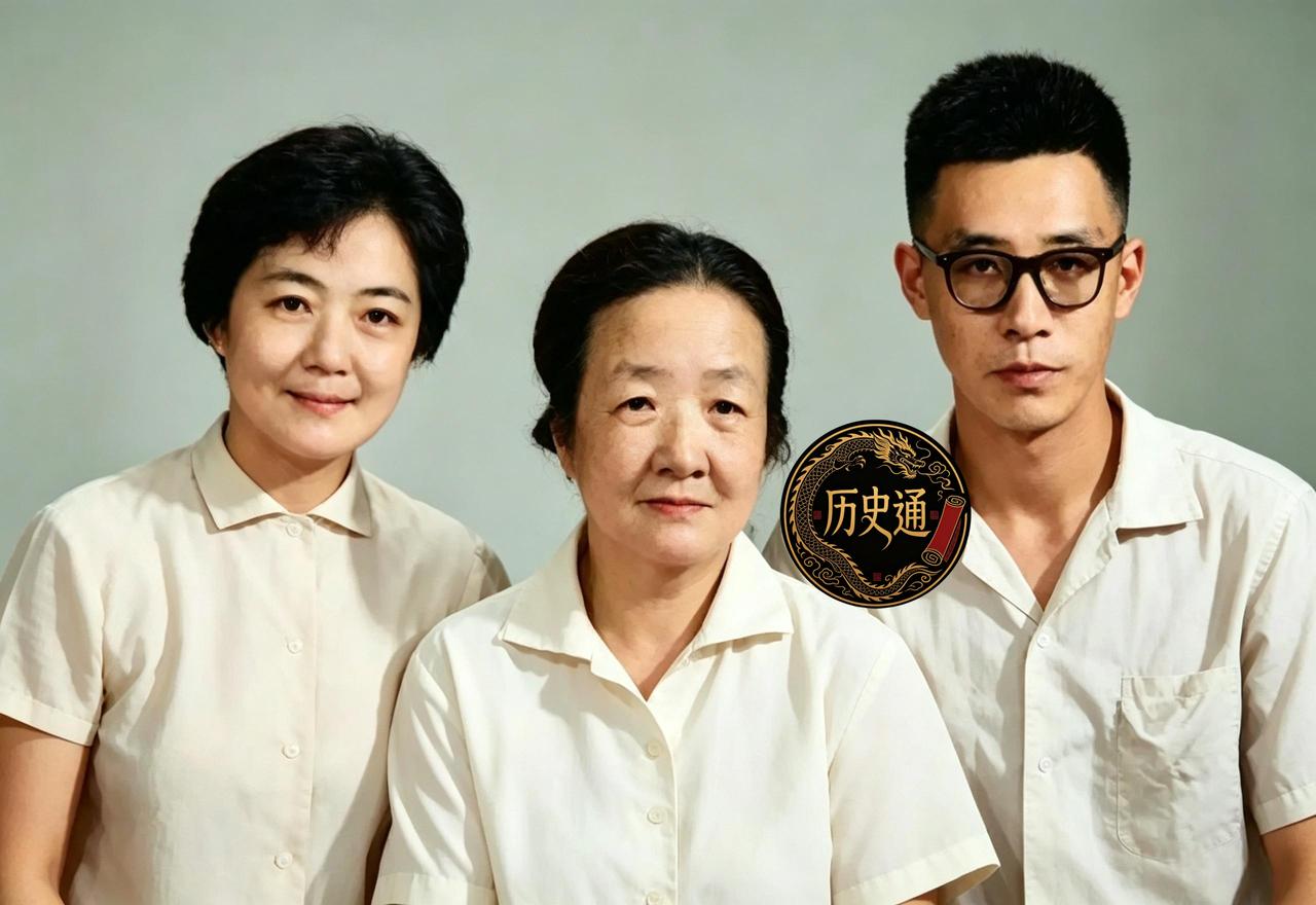 一九八一年，上海一处旧居里，八十一岁的盛爱颐搂着女儿庄元贞、儿子庄元端拍了张合影