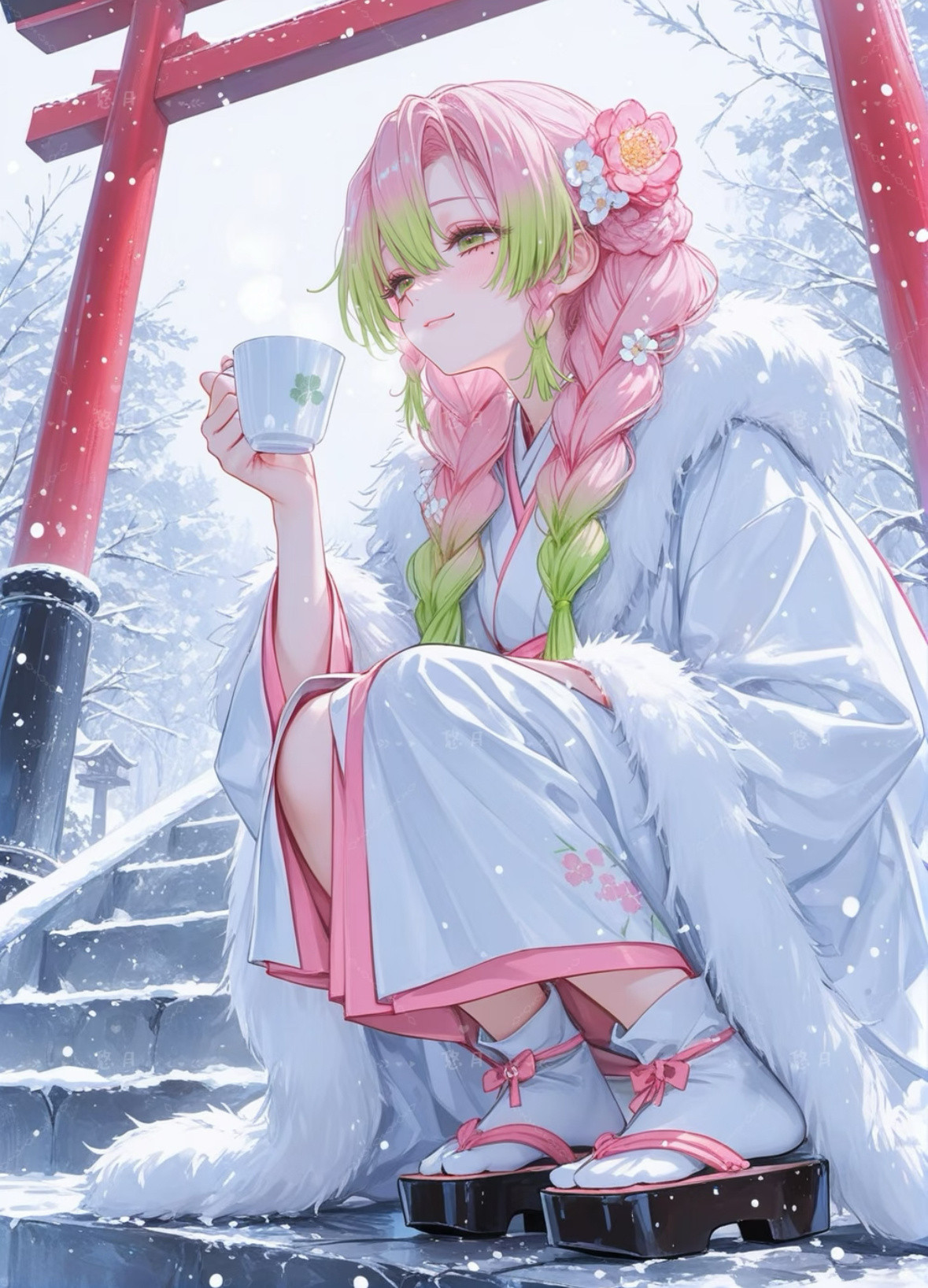 冬楼雪影映衣裾，半蹲轻啜热茶舒！❄️2025动漫嘉年华动漫点评团海外动漫名场面鬼