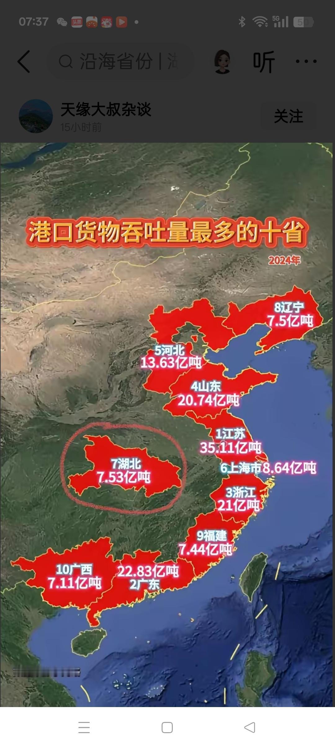 沿海港口一马立先，宝岛港口急起直追2024年全国港口吞吐量前10