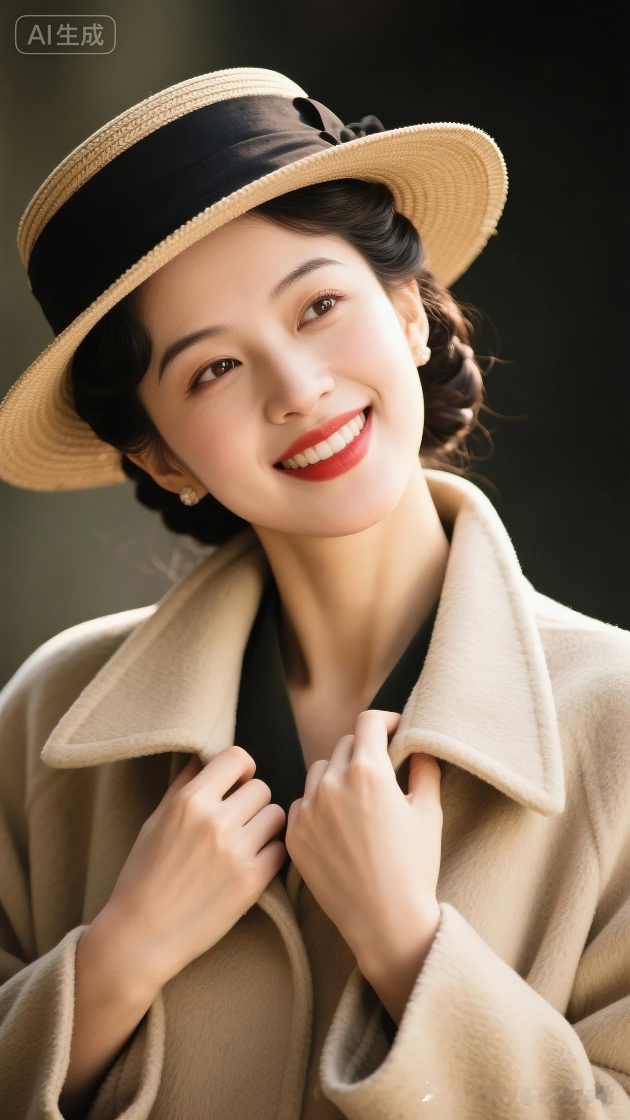 复古优雅，甜美笑容，时尚穿搭，魅力四射！