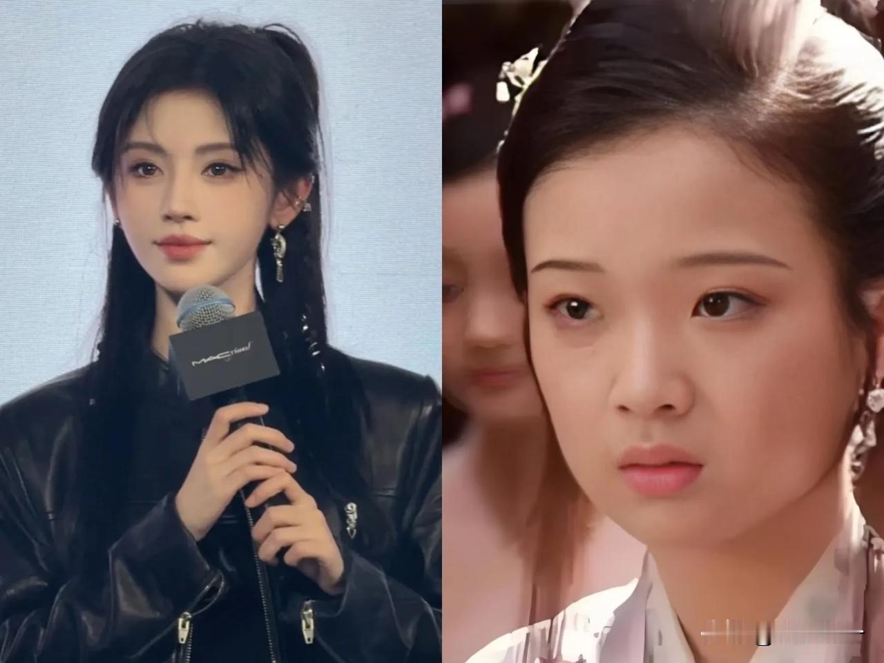 张淼怡是向鞠婧祎学习的变美秘诀吗[捂脸哭]眼睛变大了，嘴唇也变得嘟嘟的，看了早期