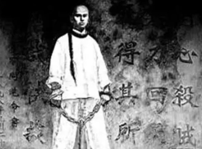 1898年，谭嗣同被慈禧关押在监狱中，妻子李闰买通狱卒终于看到了谭嗣同，李闰哭喊