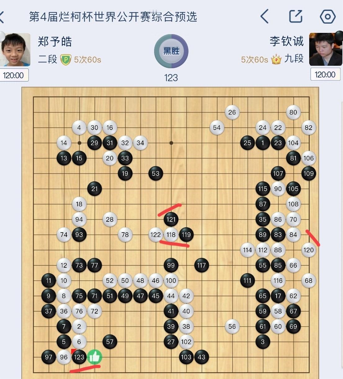 烂柯杯预选~钦仔差点爆冷~险胜台北小将第4届烂柯杯世界围棋公开赛国际预选赛