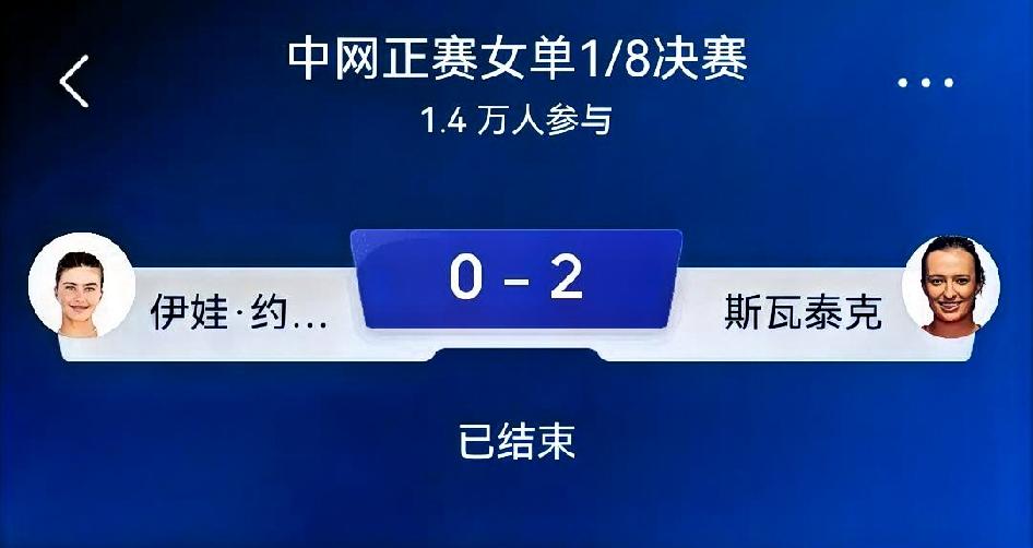 赛事复盘：伊娃·约维奇0-2斯瓦泰克（6-1、6-3）中网女单1/8决赛比