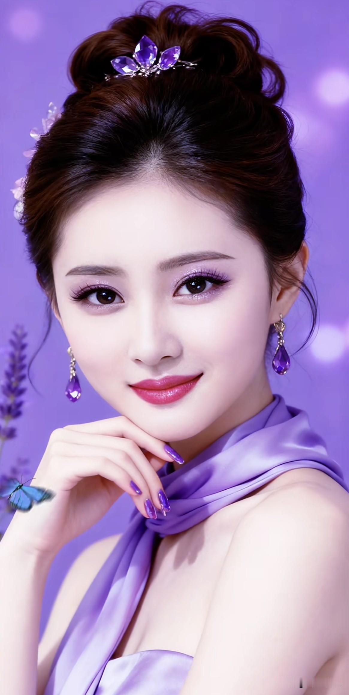 紫衣美人，玉佩轻摇。紫裙倚坐玉佩美人紫纱美人图玉佩美人紫纱美人图紫衿美