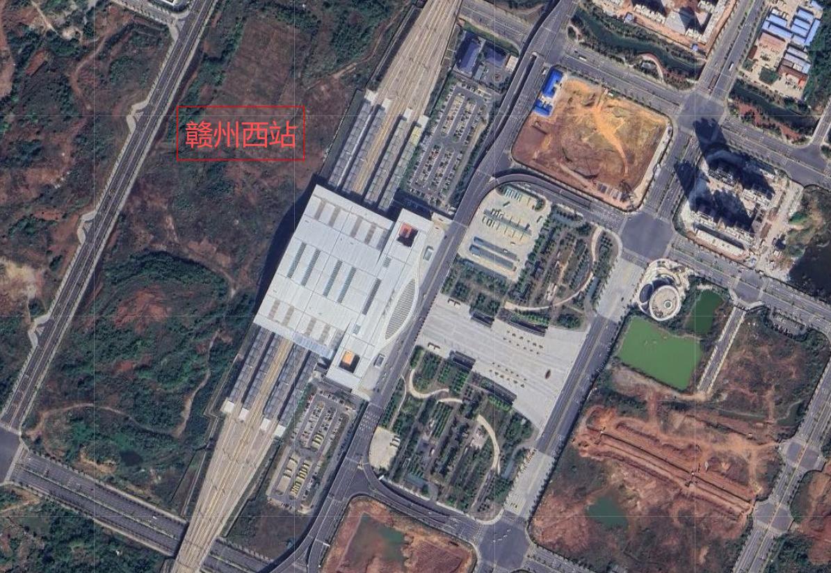 赣州西站最新卫星地图赣州西站位于赣州市经开区凤岗镇，于2019年12月开通运行