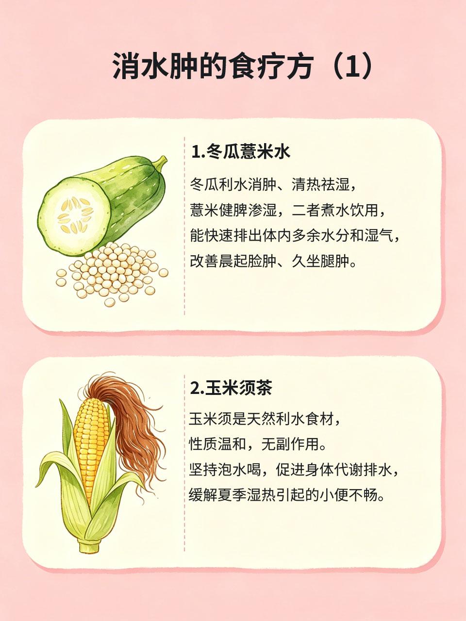 天热水肿不消？试试这4款食疗，消水肿超给力夏季天气闷热潮湿，很多人久坐不动、喝