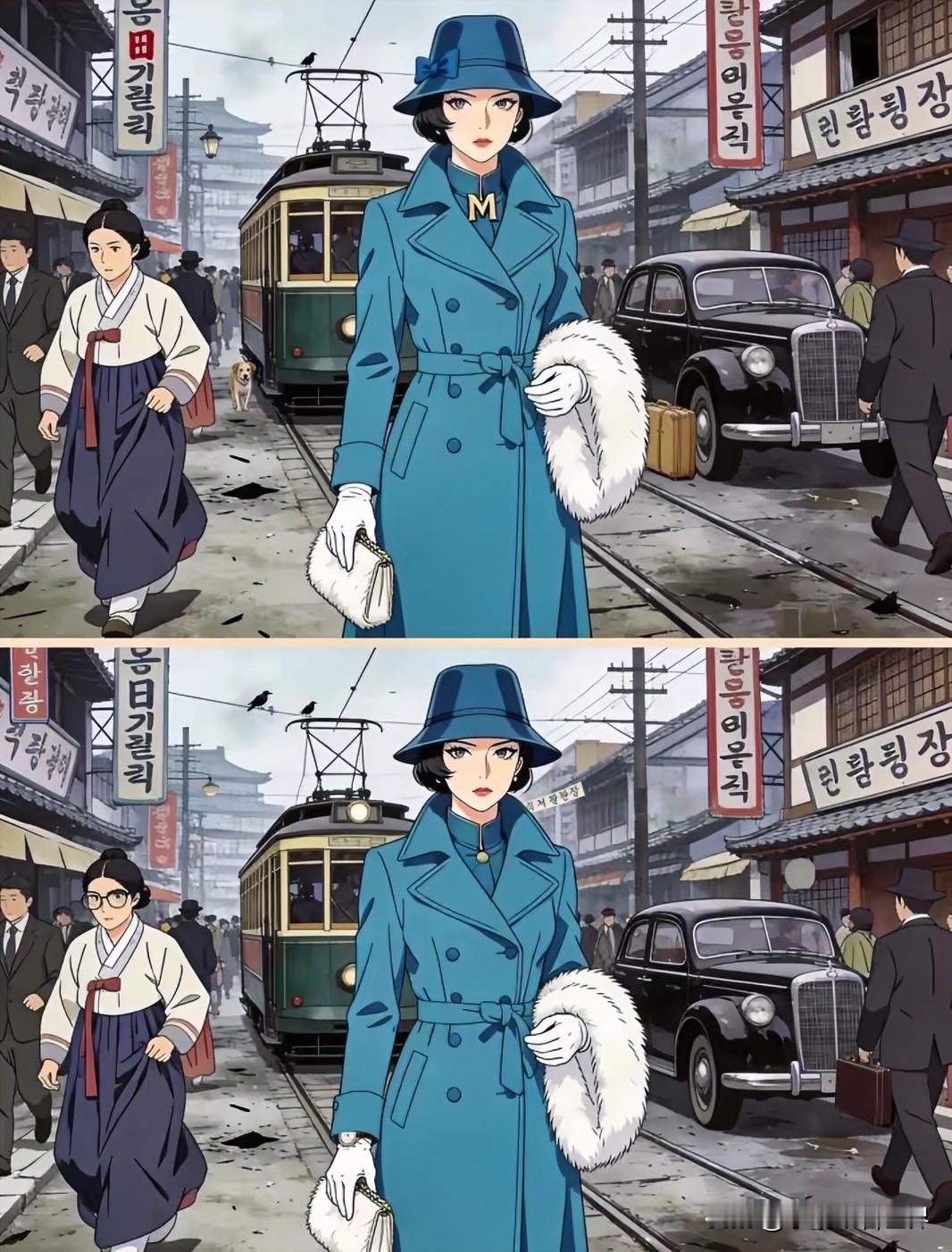 考眼力找岀15处不同风华正茂时，锦衣华裳行。华灯初上，闹市喧，